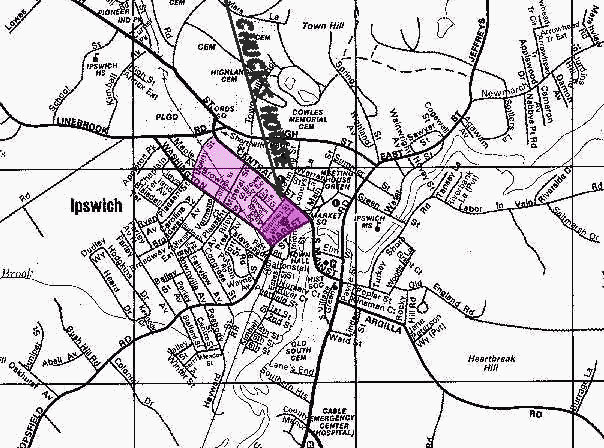 Map Describing Downtown Ipswich